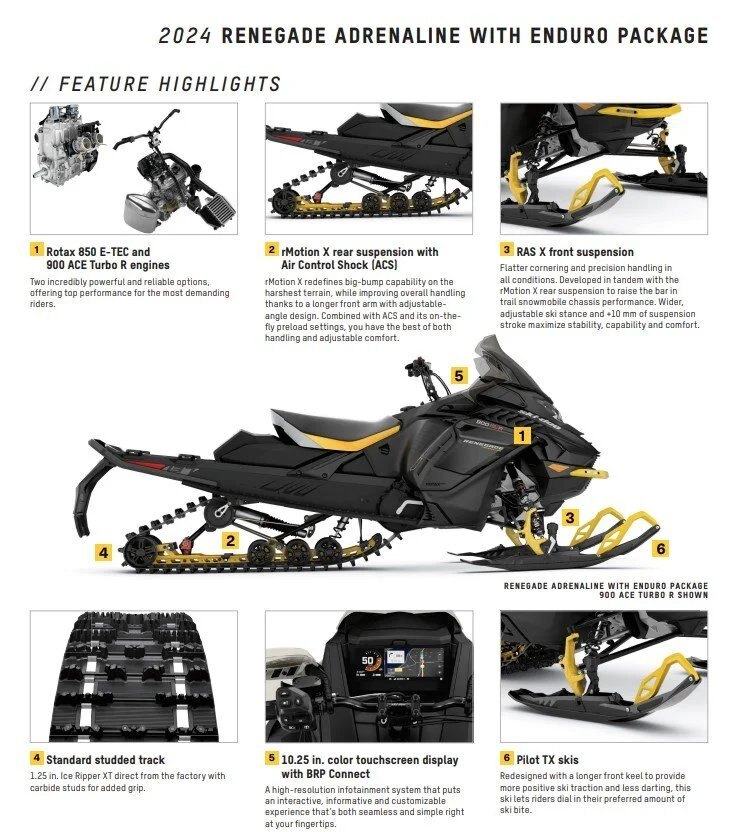 2024 Ski Doo Renegade Adrenaline 900 ACE Turbo Enduro Package