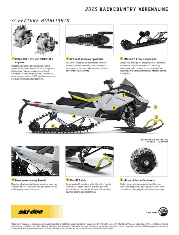 2025 Ski Doo Backcountry Adrenaline 850