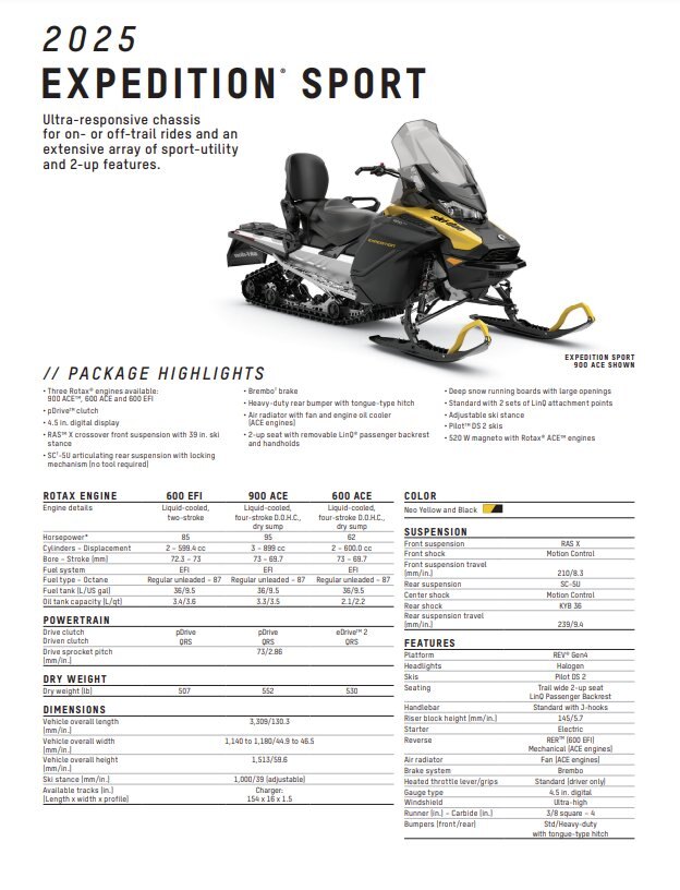 2025 Ski Doo Expedition Sport 600 EFI