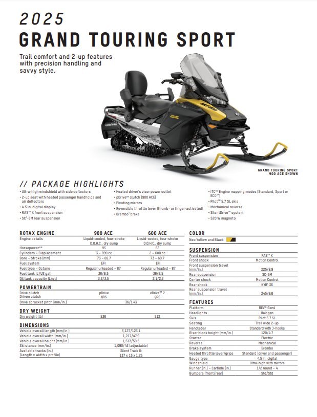 2025 Ski Doo Grand Touring Sport 900 ACE