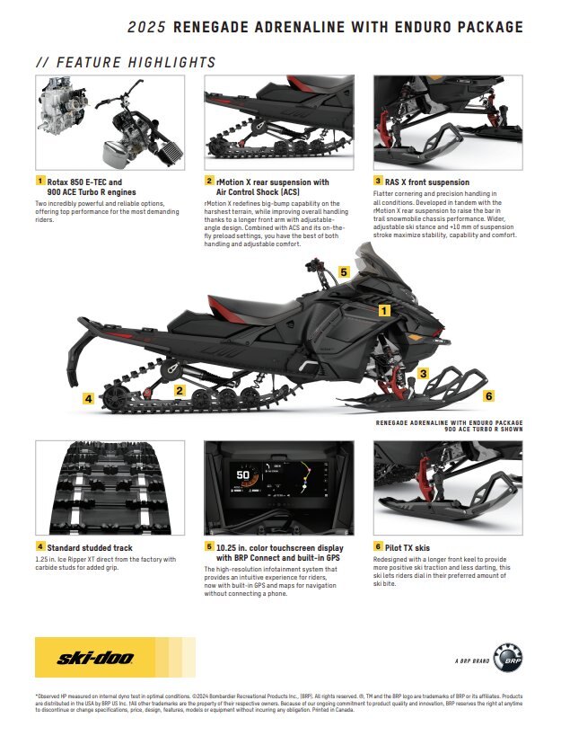 2025 Ski Doo Renegade Adrenaline Enduro 600R