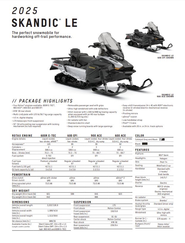 2025 Ski Doo Skandic LE 600 EFI