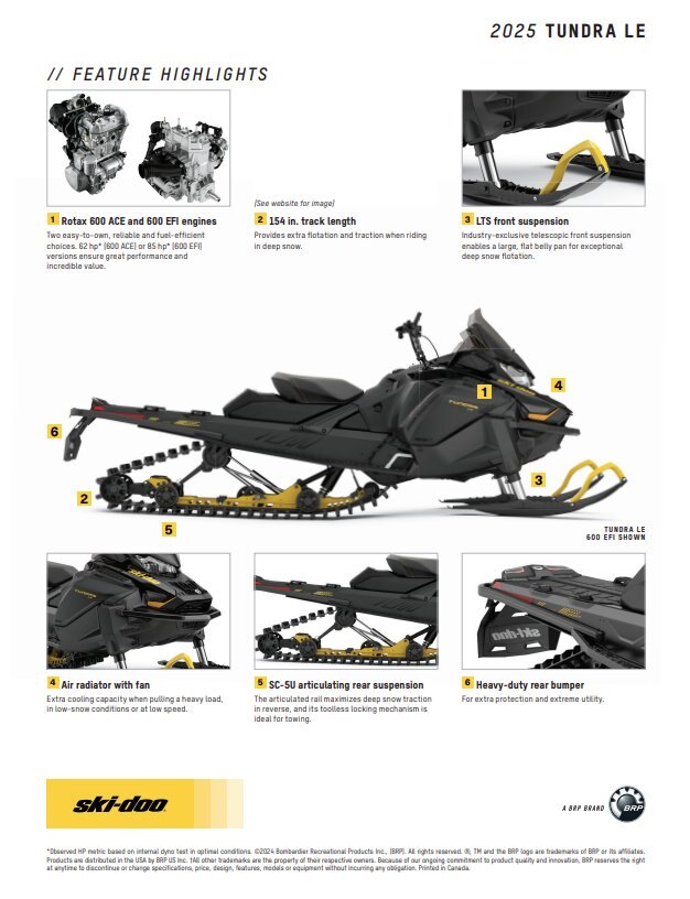 2025 Ski Doo Tundra LE 600 EFI