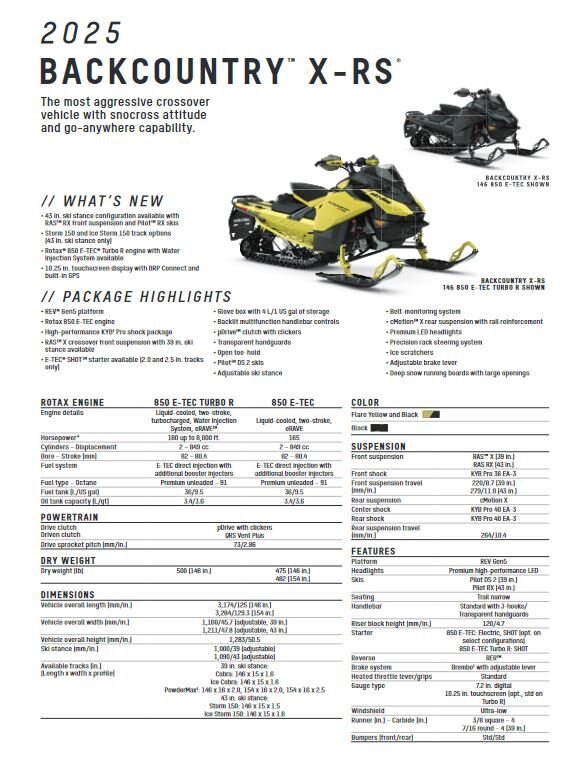 2025 Ski Doo Backcountry XRS 850 146