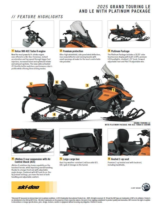 2025 Ski Doo Grand Touring LE with Platinum Package