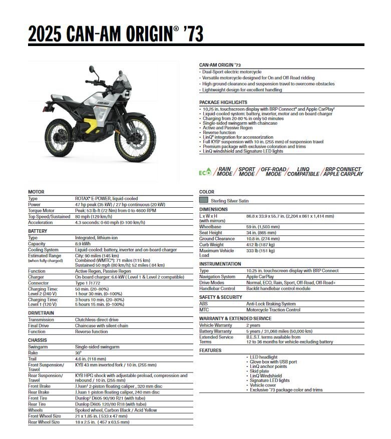 2025 Can Am Origin '73