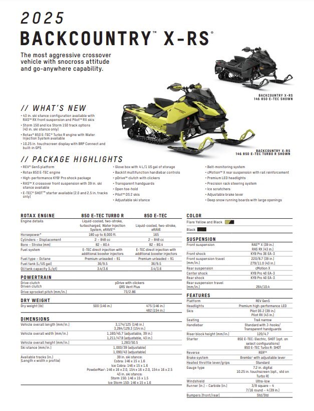 2025 Ski Doo Backcountry XRS 850 146