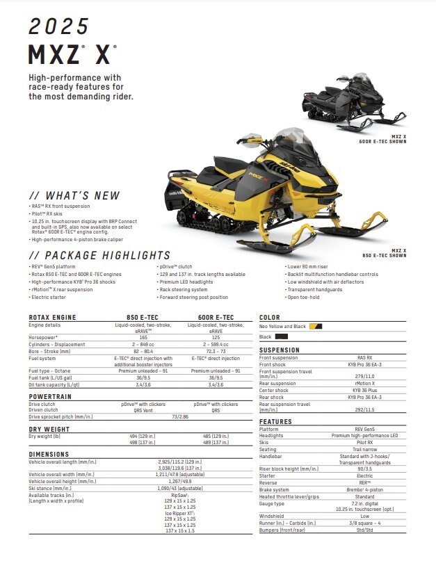 2025 Ski Doo MXZ X 850 137