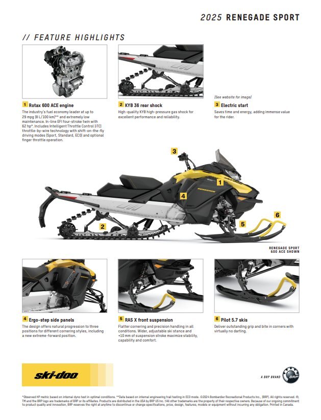 2025 Ski Doo Renegade Sport 600 Ace