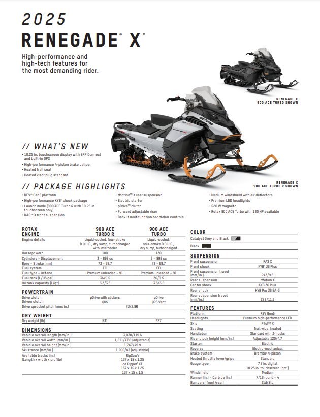 2025 Ski Doo Renegade X 900 Ace Turbo R