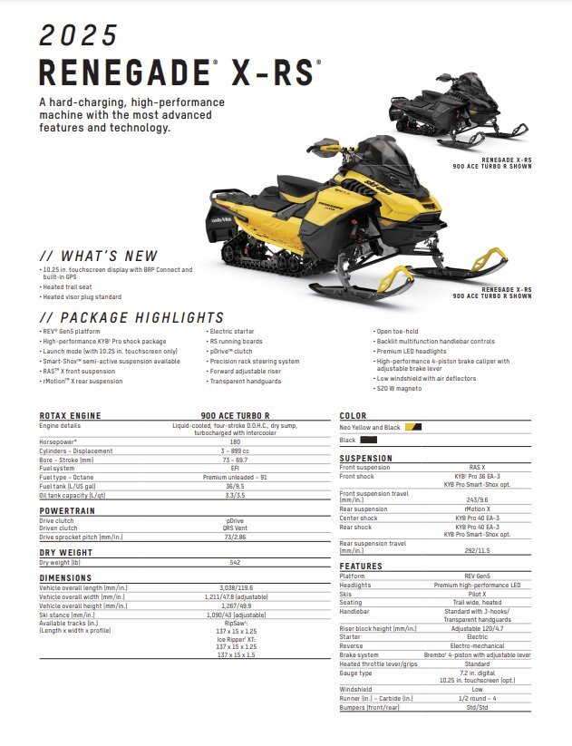 2025 Ski Doo Renegade XRS 900 Turbo R