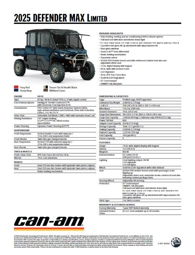 2025 Can Am Defender Max LTD