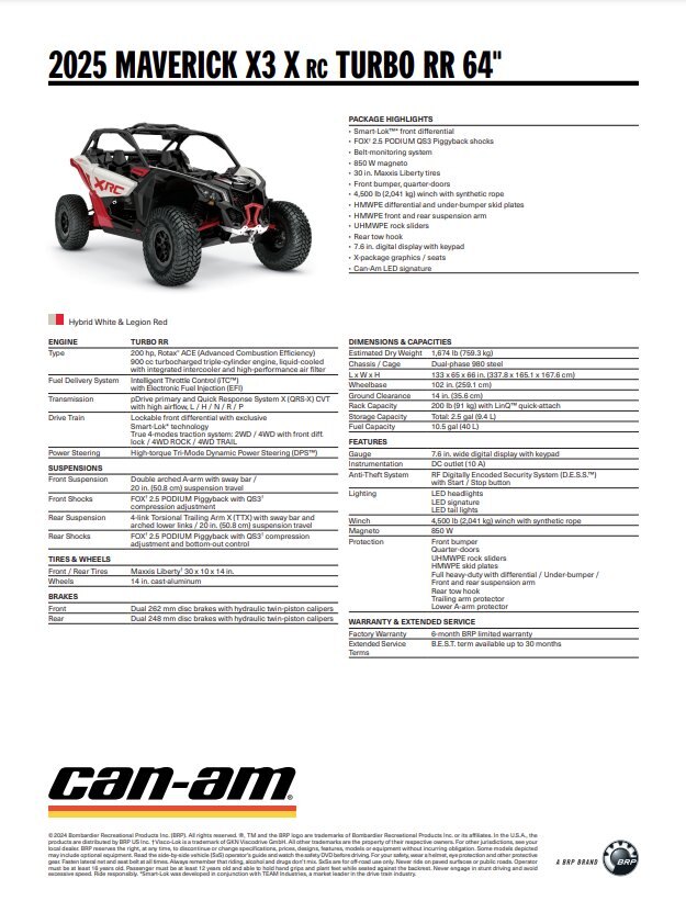 2025 Can Am Maverick X3 XRC Turbo RR 64