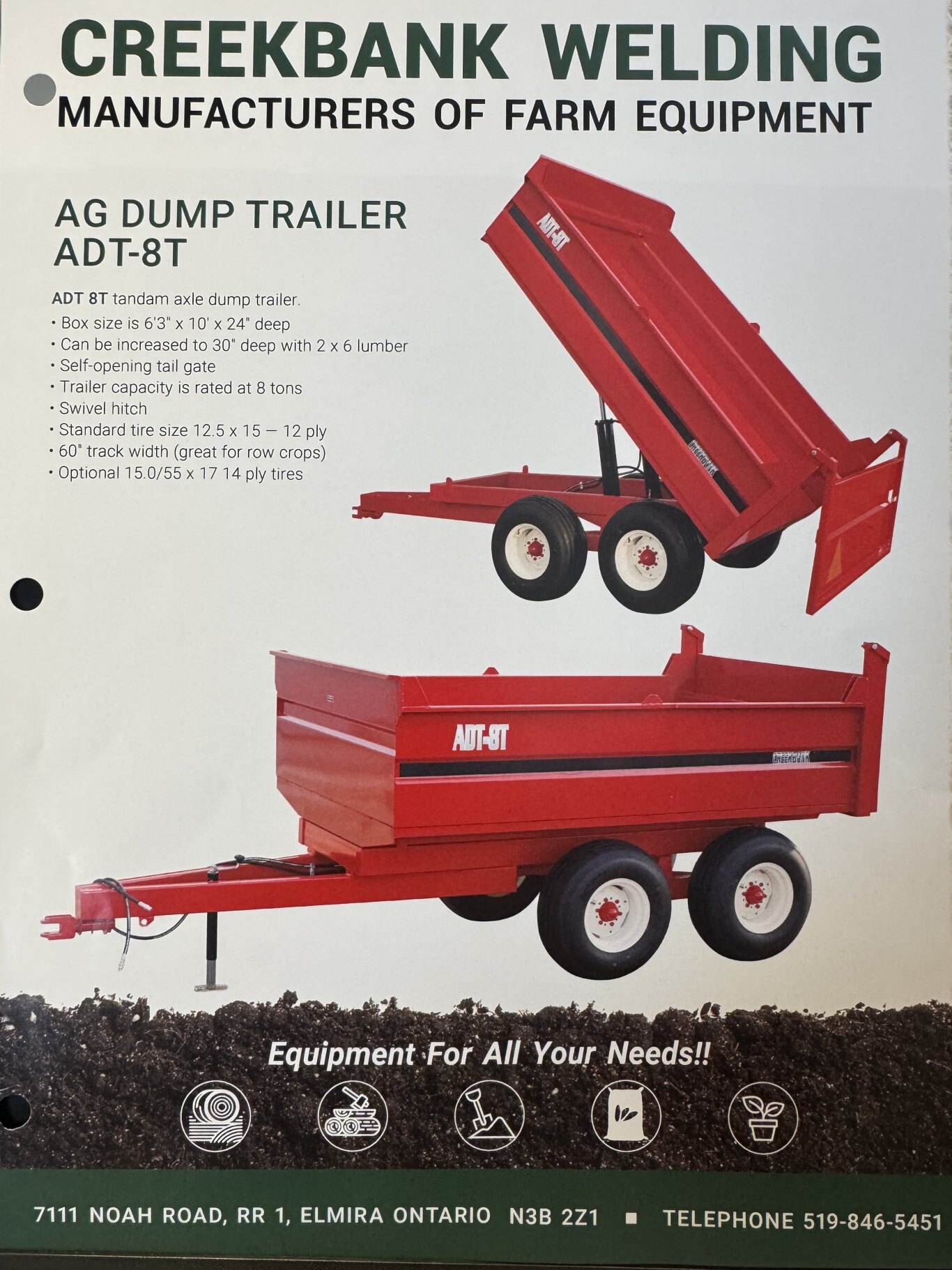 New 8 Ton Dump Trailer