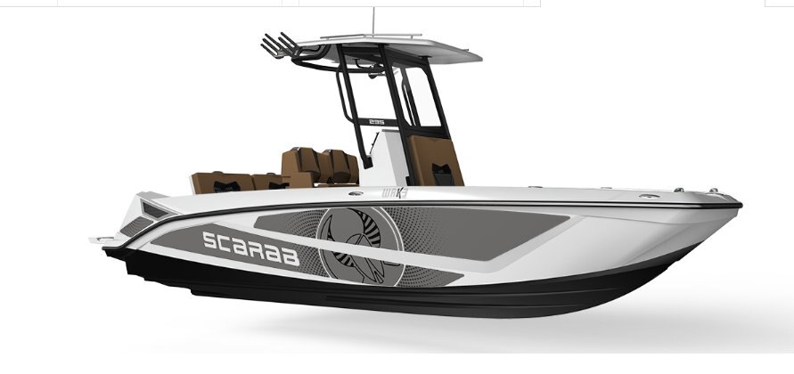 2025 Scarab 235 Open LX WAKE BLACK/VELOCITY WHITE