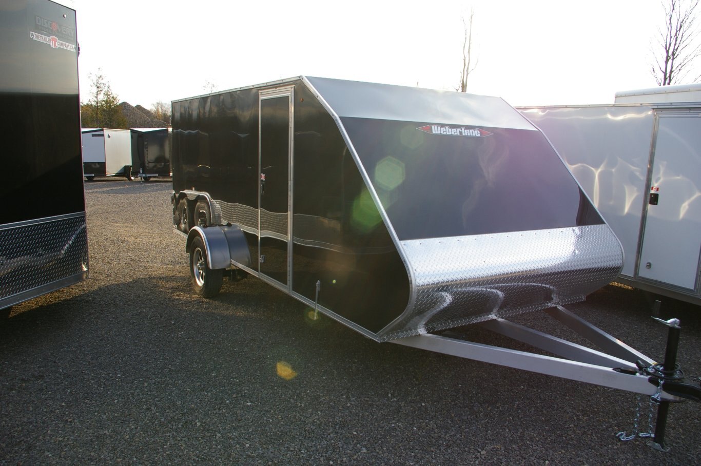 2025 7X16 SNOWMOBILE TRAILER, SINGLE AXLE, ALUMINUM, 64, REAR RAMP, ALUMINUM, BLACK, 3505GVWR