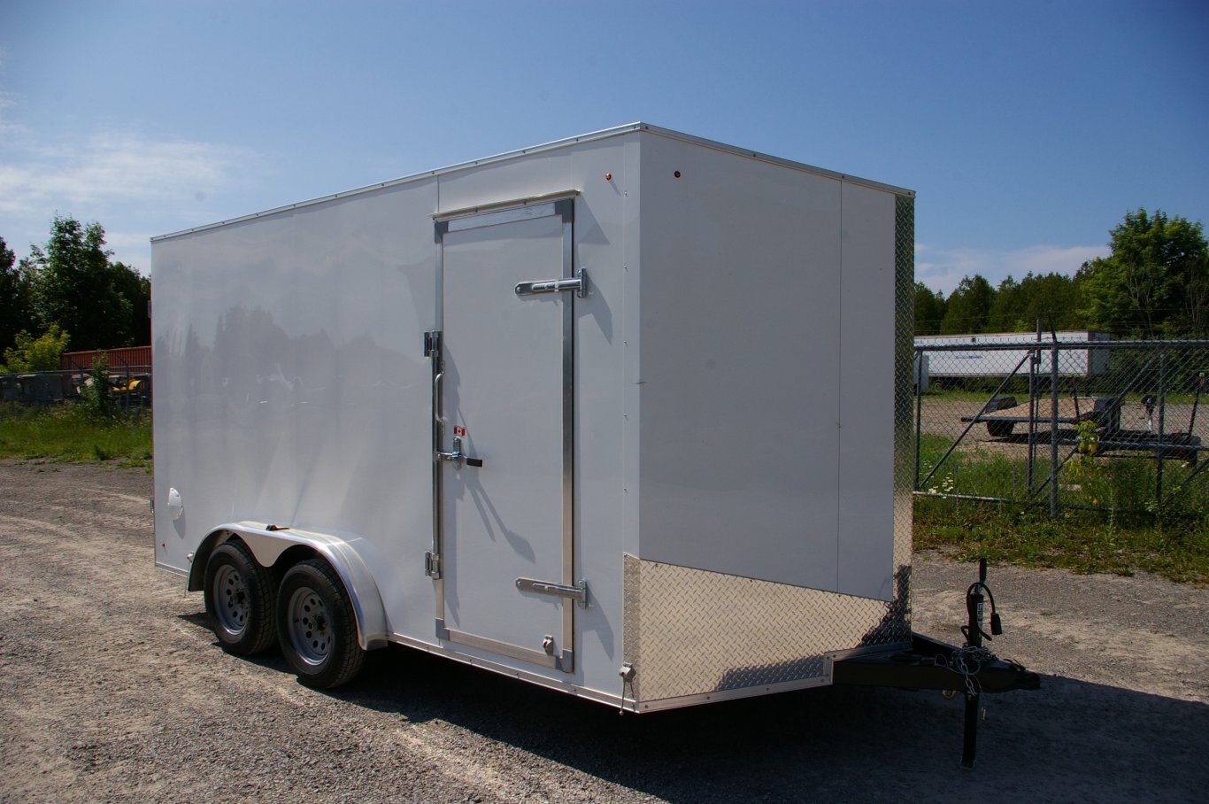 2025 7X14 CARGO TRAILER, TANDEM AXLE, BARN DOORS, 78, BARN DOORS, STEEL, WHITE, 7075GVWR