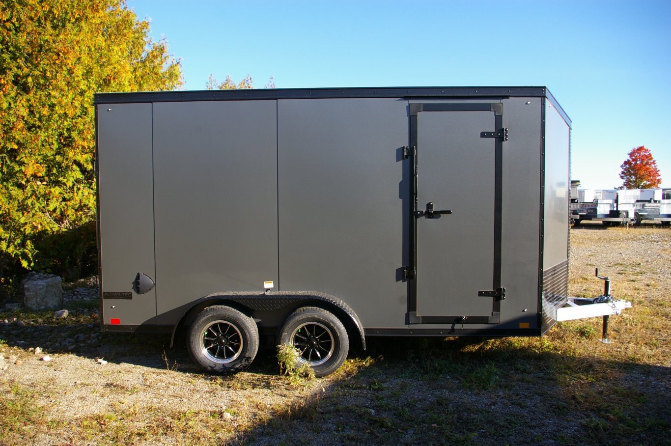 2025 7X14 CARGO TRAILER, TANDEM AXLE, REAR RAMP, 84, REAR RAMP, ALUMINUM, MATTE CHARCOAL, 6990GVWR