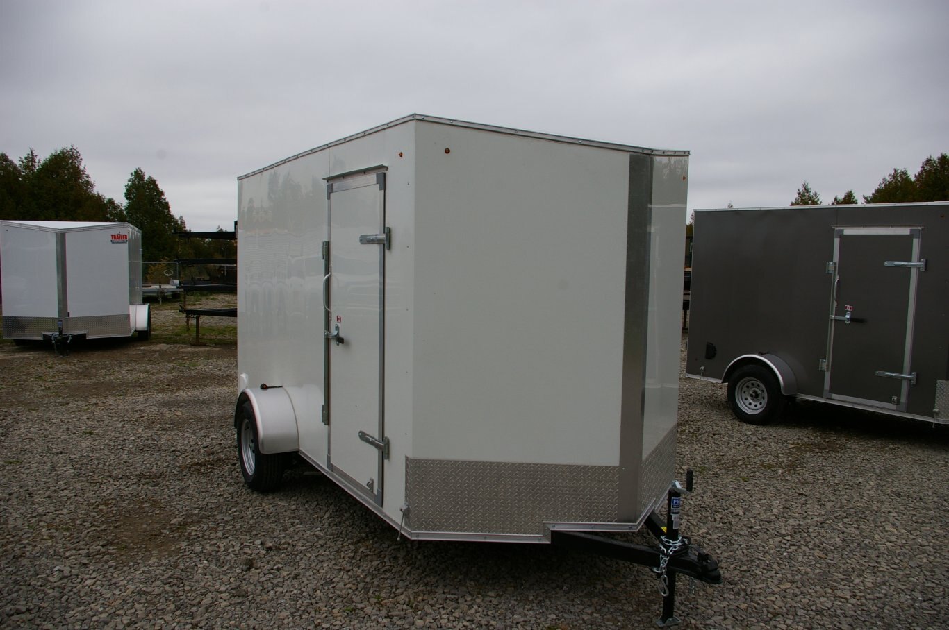 2025 6X12 CARGO TRAILER, SINGLE AXLE, BARN DOORS, 78, BARN DOORS, STEEL, WHITE, 3000GVWR