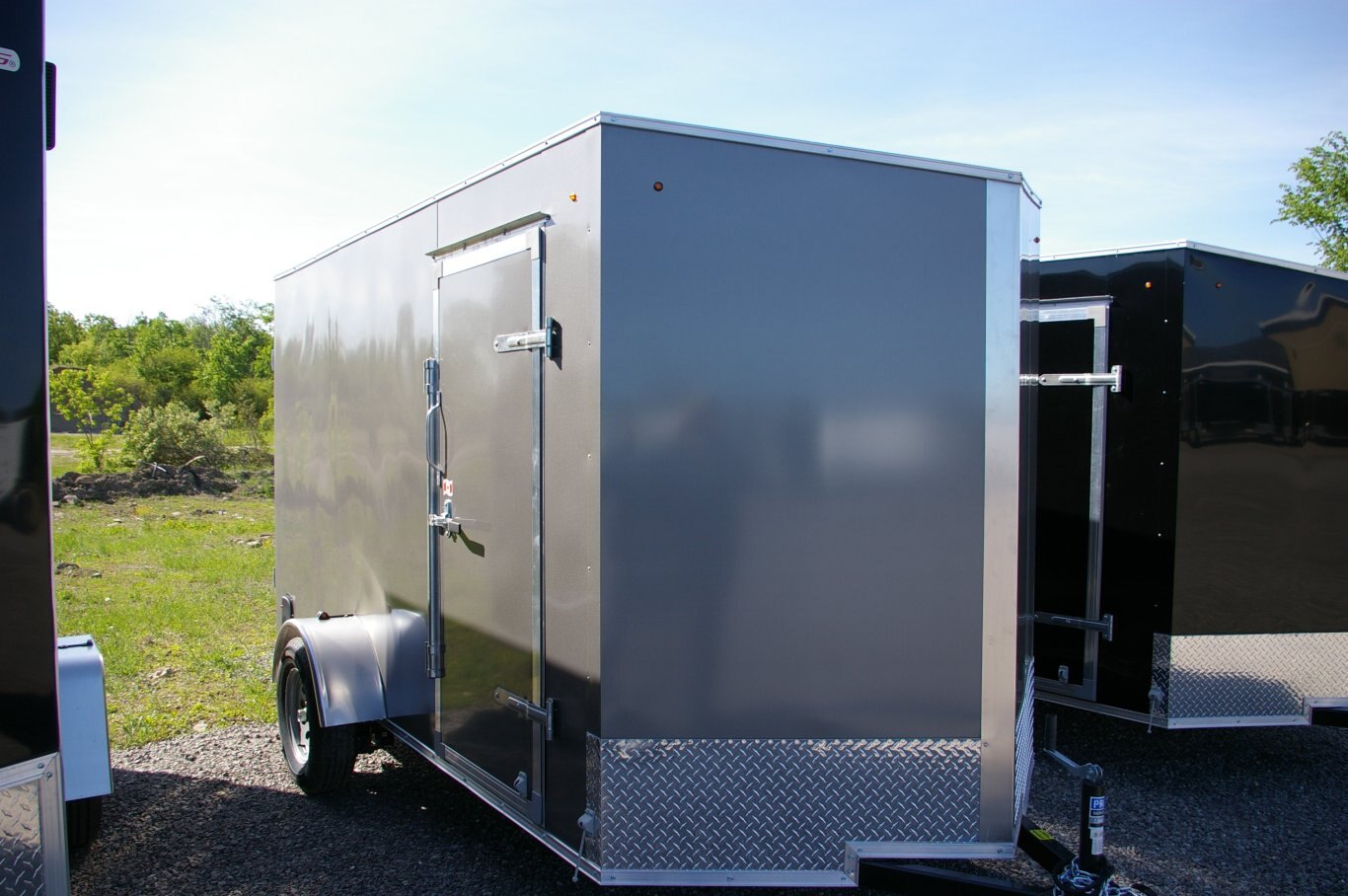 2025 6X12 CARGO TRAILER, SINGLE AXLE, BARN DOORS, 78, BARN DOORS, STEEL, CHARCOAL GREY, 3000GVWR