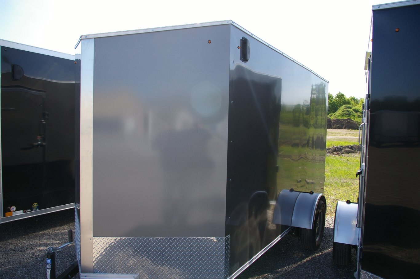 2025 6X12 CARGO TRAILER, SINGLE AXLE, BARN DOORS, 78, BARN DOORS, STEEL, CHARCOAL GREY, 3000GVWR 