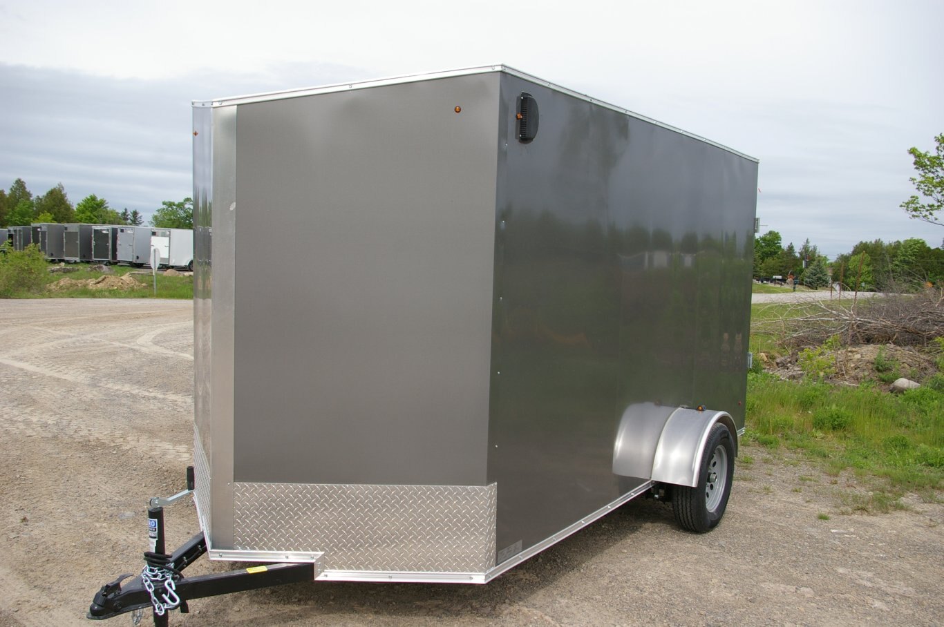 2025 6X12 CARGO TRAILER, SINGLE AXLE, REAR RAMP, 78, REAR RAMP, STEEL, CHARCOAL GREY, 2990GVWR 