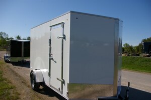2026 6X12 CARGO TRAILER, SINGLE AXLE, REAR RAMP, 78, REAR RAMP, STEEL, WHITE, 2990GVWR 