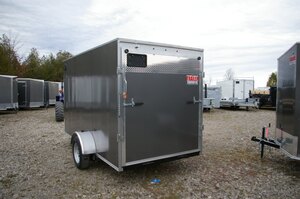 2026 6X12 CARGO TRAILER, SINGLE AXLE, REAR RAMP, 78, REAR RAMP, STEEL, CHARCOAL, 2990GVWR 