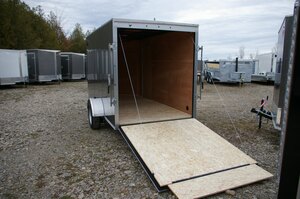 2026 6X12 CARGO TRAILER, SINGLE AXLE, REAR RAMP, 78, REAR RAMP, STEEL, CHARCOAL, 2990GVWR 