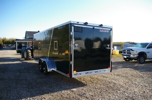 2026 7X21 SNOWMOBILE TRAILER, TANDEM AXLE, REAR RAMP, ALUMINUM, 84, REAR RAMP, ALUMINUM, BLACK/CHARCOAL, 6990GVWR 