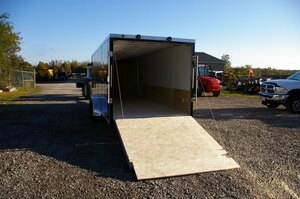2026 7X21 SNOWMOBILE TRAILER, TANDEM AXLE, REAR RAMP, ALUMINUM, 84, REAR RAMP, ALUMINUM, BLACK/CHARCOAL, 6990GVWR 