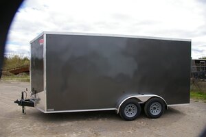 2026 7X16 CARGO TRAILER, TANDEM AXLE, REAR RAMP, 84, REAR RAMP, STEEL, CHARCOAL, 10141GVWR 