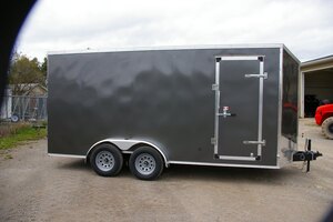 2026 7X16 CARGO TRAILER, TANDEM AXLE, REAR RAMP, 84, REAR RAMP, STEEL, CHARCOAL, 10141GVWR 