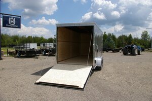 2026 7X16 CARGO TRAILER, TANDEM AXLE, REAR RAMP, 84, REAR RAMP, STEEL, CHARCOAL, 7055GVWR 