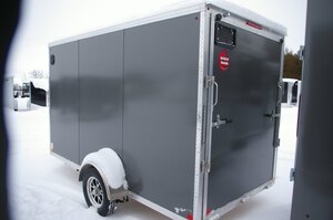 2026 6X12 CARGO TRAILER, SINGLE AXLE REAR RAMP, REAR RAMP, ALUMINUM, CHARCOAL, 2996GVWR 