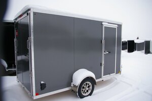 2026 6X12 CARGO TRAILER, SINGLE AXLE REAR RAMP, REAR RAMP, ALUMINUM, CHARCOAL, 2996GVWR 