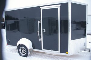 2026 6X12 CARGO TRAILER, SINGLE AXLE, REAR RAMP ALUMINUM, REAR RAMP, ALUMINUM, BLACK, 2996GVWR 