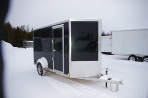 2026 6X12 CARGO TRAILER, SINGLE AXLE, REAR RAMP ALUMINUM, REAR RAMP, ALUMINUM, BLACK, 2996GVWR 