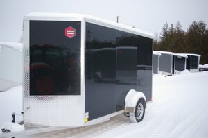 2026 6X12 CARGO TRAILER, SINGLE AXLE, REAR RAMP ALUMINUM, REAR RAMP, ALUMINUM, BLACK, 2996GVWR 