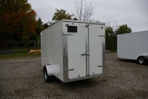 2027 6X12 CARGO TRAILER, SINGLE AXLE, BARN DOORS, 78, BARN DOORS, STEEL, WHITE, 2990GVWR 
