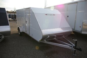 2027 7X15 SNOWMOBILE TRAILER, SINGLE AXLE, 64, REAR RAMP, STEEL, WHITE, 3505GVWR