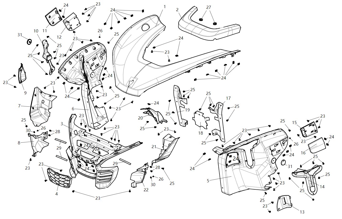 FRONT RUBBER AND PLASTIC PARTS