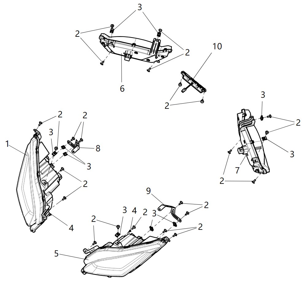 HEADLAMP UPPER RIGHT BRACKET ASSEMBLY