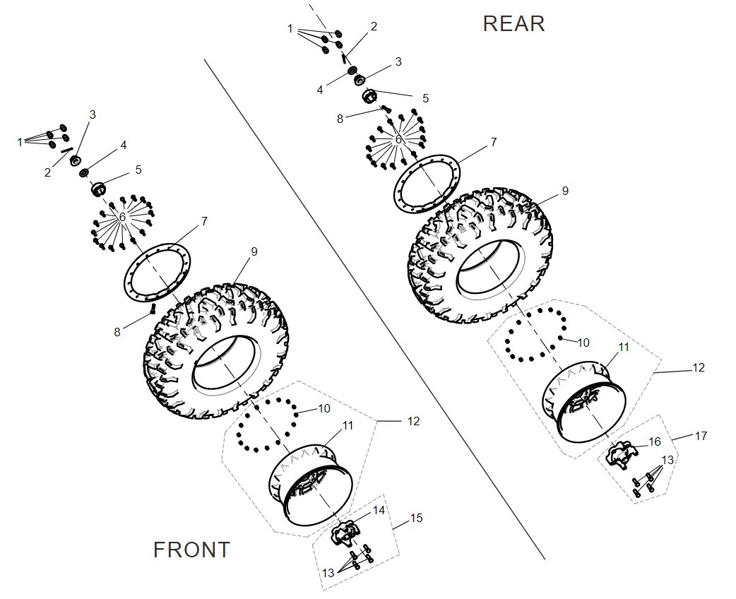 REAR ANTI DROP ALUMINUM RIM ASSEMBLY