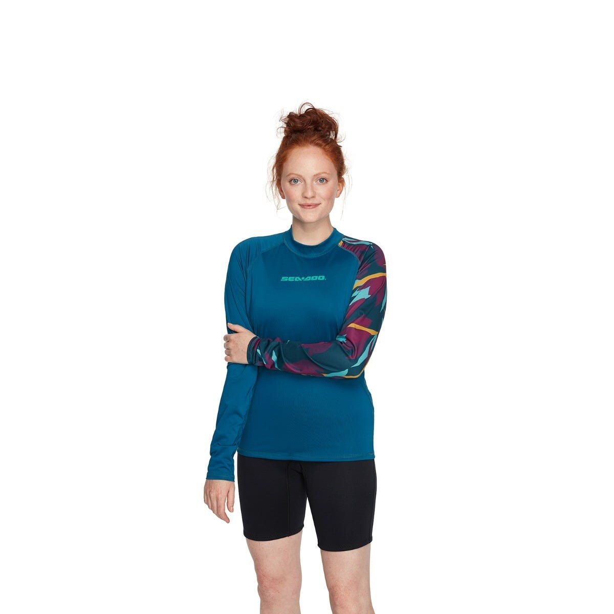 EXOTIC LONG SLEEVE RASHGUARD LADIES XS XS Navy