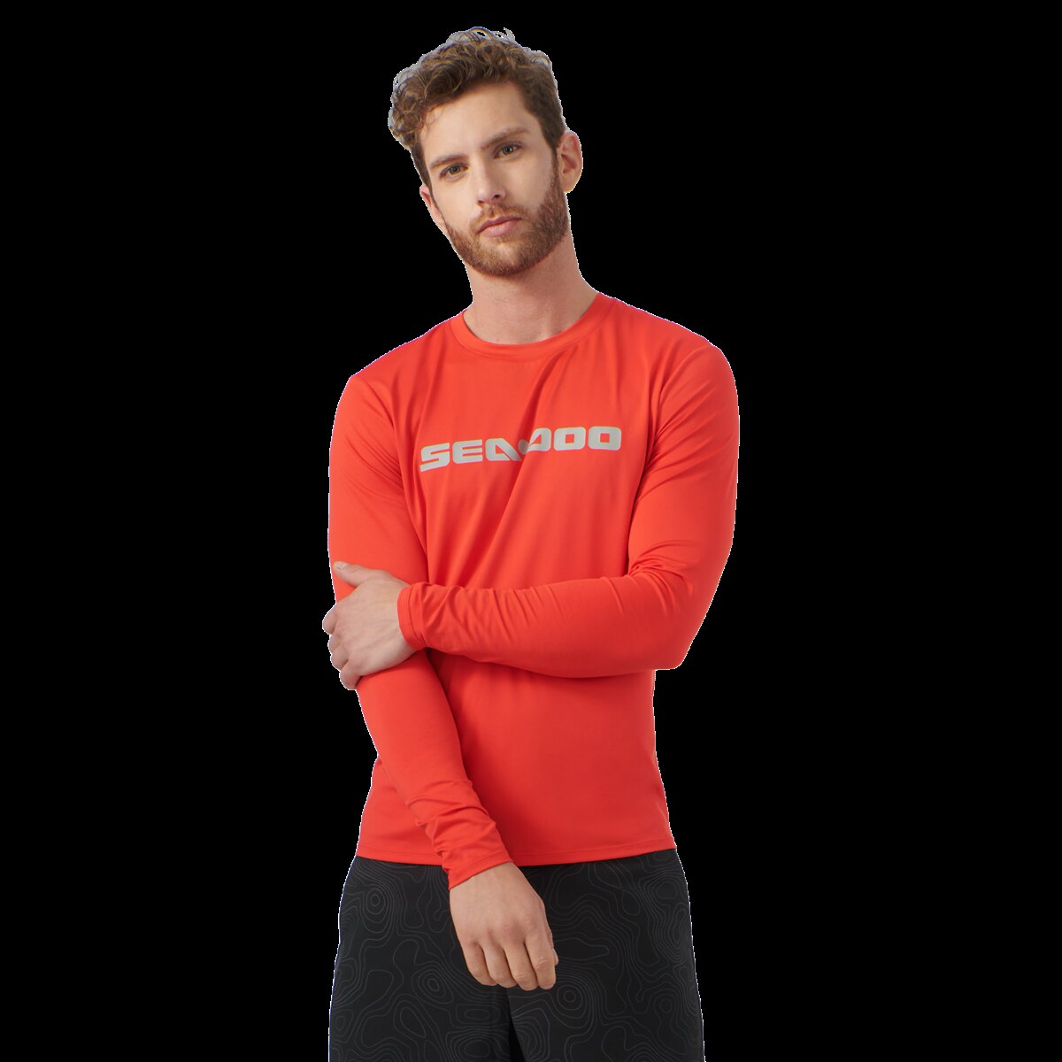 Mens Long Sleeve Rashguard Signature S Lava Red