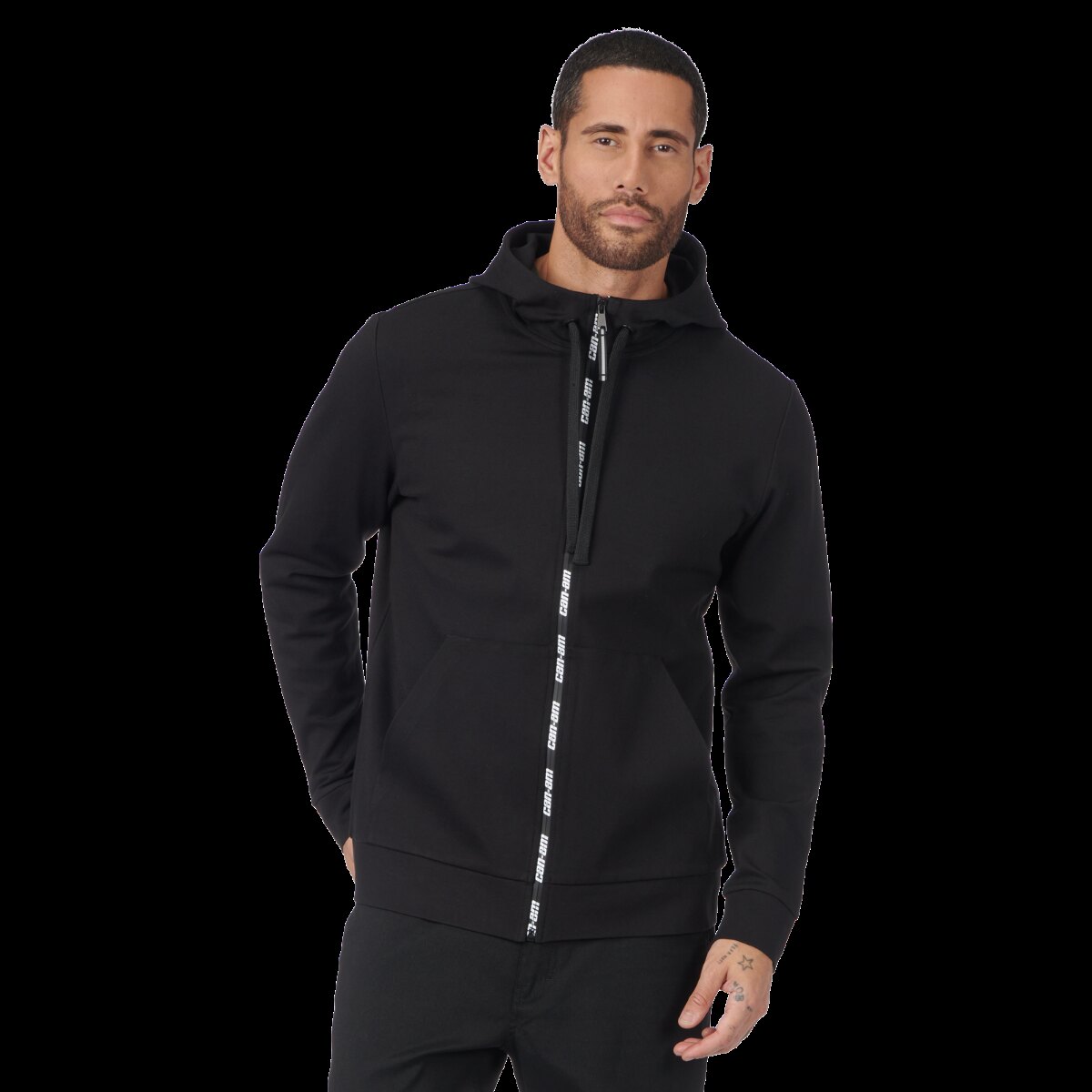 Men's Zip Up Ponte Hoodie XL Black