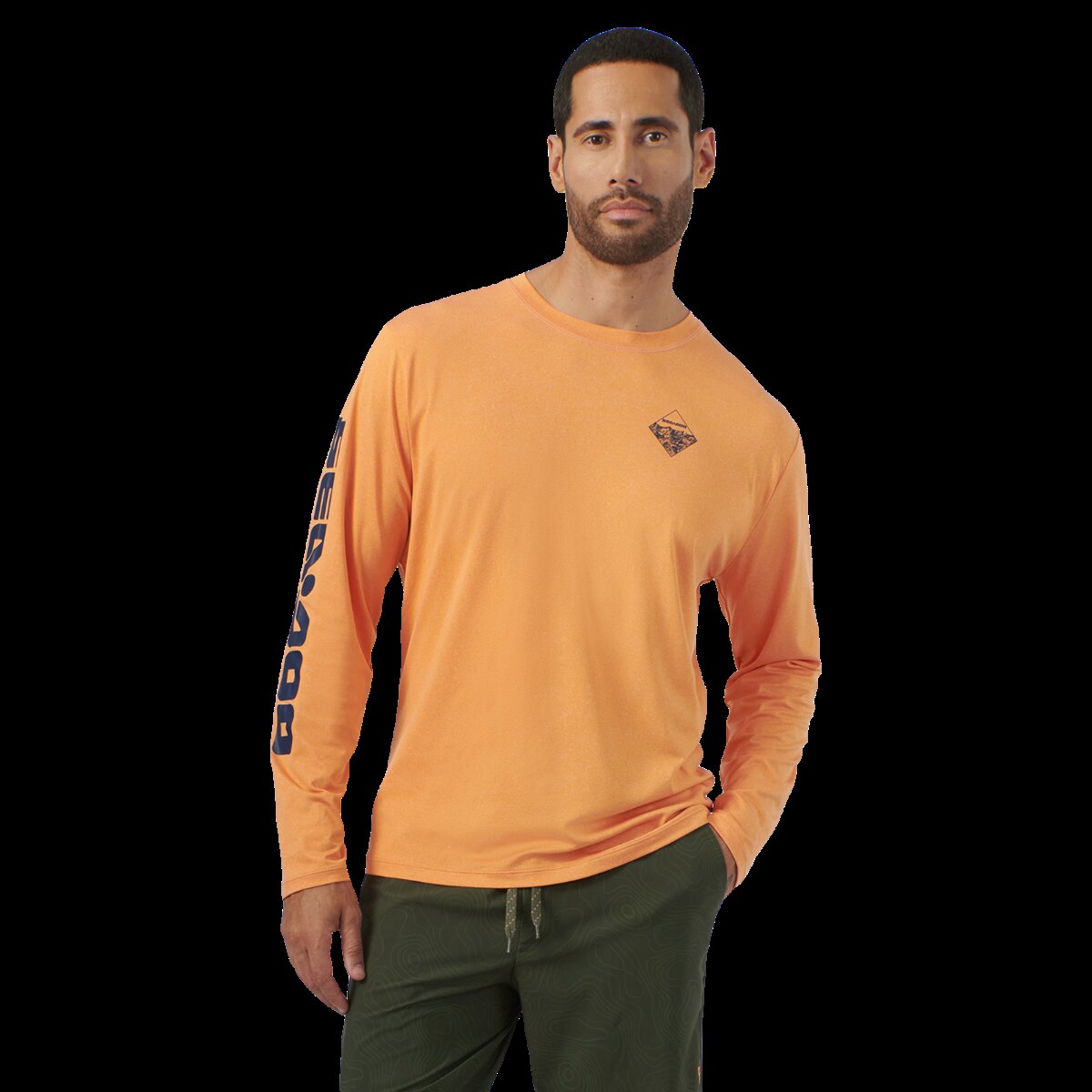 Men's UV Protection Long Sleeve Shirt S Orange