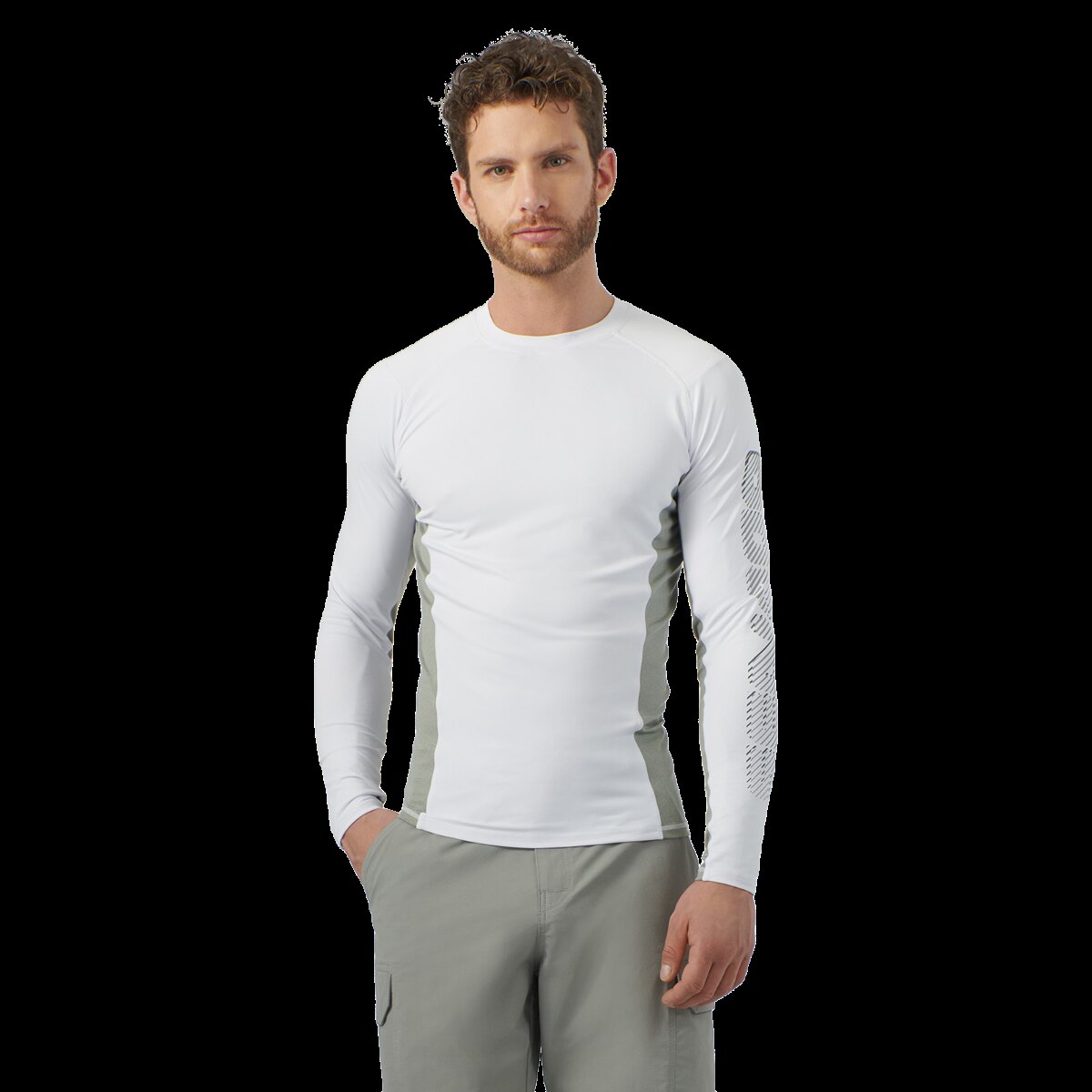 Mens Long Sleeve Rashguard Performance L White