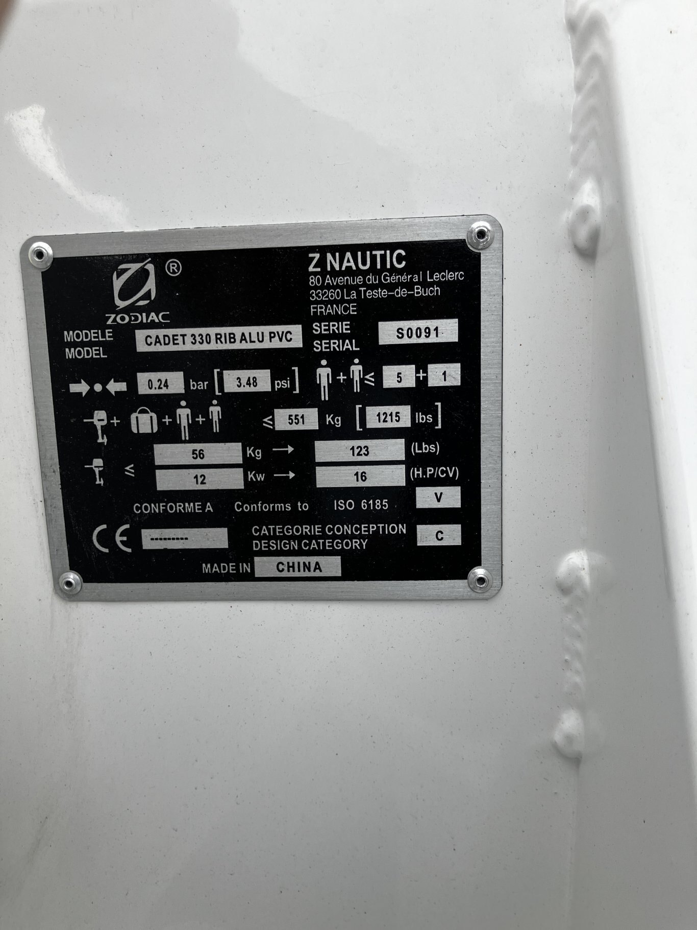 Zodiac Cadet 330 RIB ALU